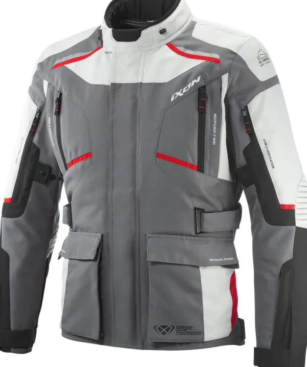Ixon Midgard Motorjas Parka Grey/Black/Red 4033> Motorjassen