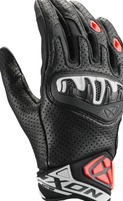 Ixon Mirage Leather Gloves Black/White/Red> Motorhandschoenen
