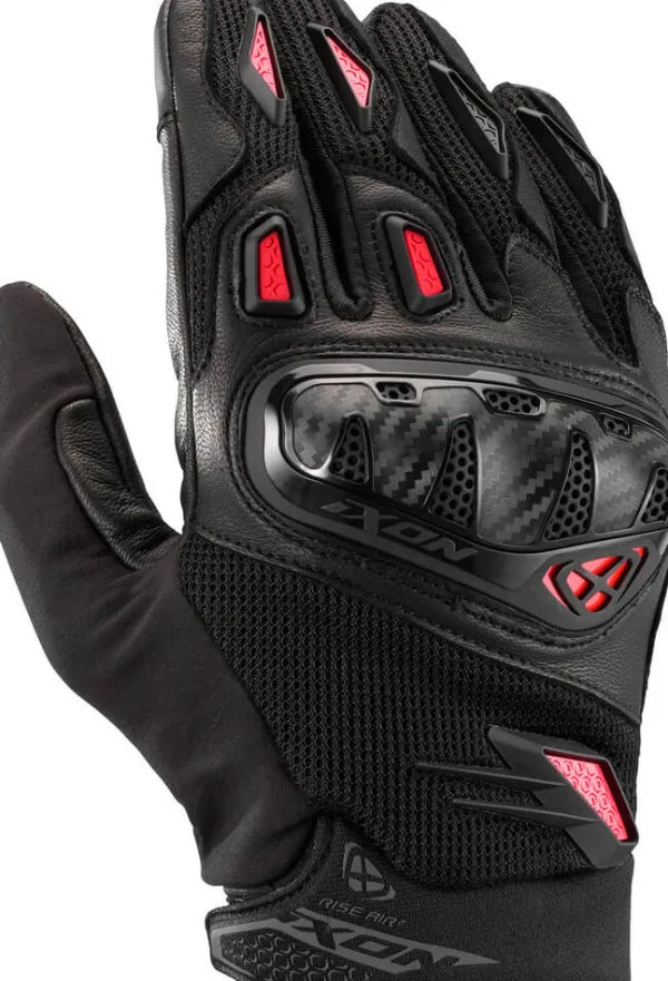 Ixon Rise Air 2 Gloves Black/Bright Red 1117> Motorhandschoenen
