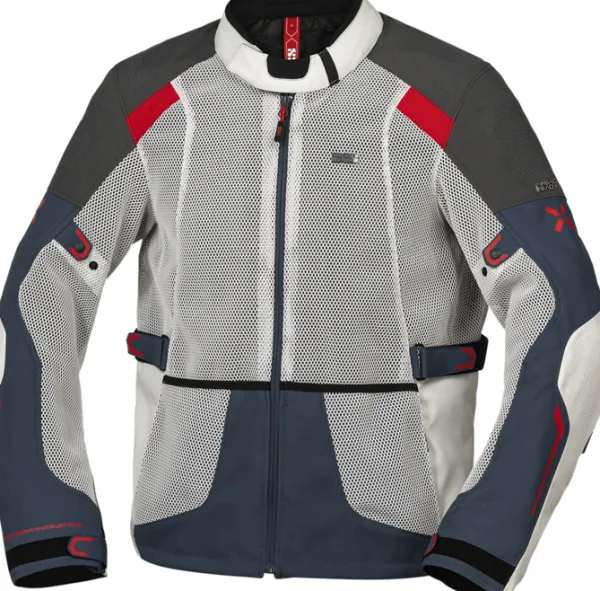 iXS Tourster-BigAir 1.0 Motorjas Light Gray/Blue/Red> Motorjassen