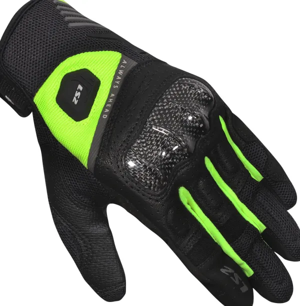 LS2 Atom Man Gloves Black H-V Yellow> Motorhandschoenen