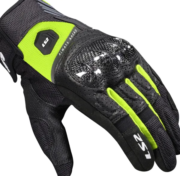 LS2 Atom Man Gloves Black H-V Yellow> Motorhandschoenen