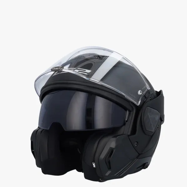 LS2 FF910 Advant II Solid Matt Black> Systeemhelmen|Helmen Met Zonnevizier