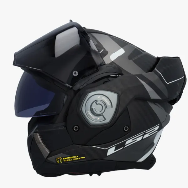 LS2 FF901 Advant X Carbon Horizon Silver Grey> Systeemhelmen|Helmen Met Zonnevizier
