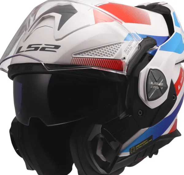 LS2 FF901 Advant X Nova White Blue Red-06> Systeemhelmen|Helmen Met Zonnevizier