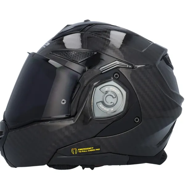 LS2 FF901 Advant X Solid Carbon 06> Systeemhelmen|Helmen Met Zonnevizier