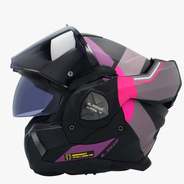 LS2 FF901 Advant X Ultra Grey Purple> Systeemhelmen|Helmen Met Zonnevizier