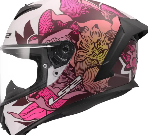 LS2 FF820 Rapid III Poppies Ii White Pink> Integraalhelmen
