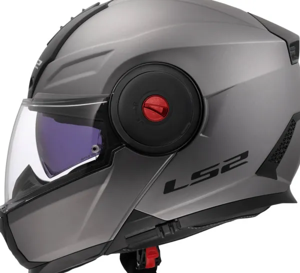 LS2 FF902 Scope II Solid Matt Titanium> Systeemhelmen|Helmen Met Zonnevizier