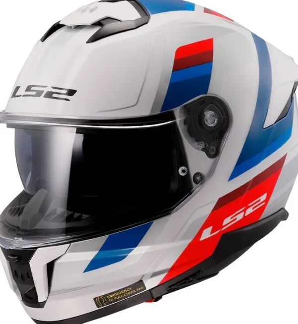 LS2 FF808 Stream II Vintage White Blue Red> Integraalhelmen|Helmen Met Zonnevizier