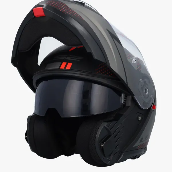 LS2 FF908 Strobe II Code Black Grey> Systeemhelmen|Helmen Met Zonnevizier