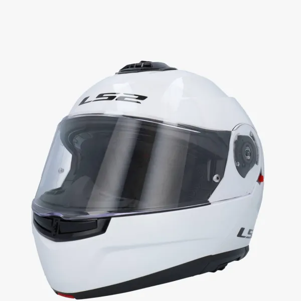 LS2 FF908 Strobe II Gloss White> Systeemhelmen|Helmen Met Zonnevizier