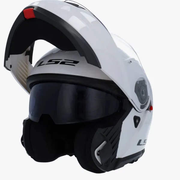 LS2 FF908 Strobe II Gloss White> Systeemhelmen|Helmen Met Zonnevizier