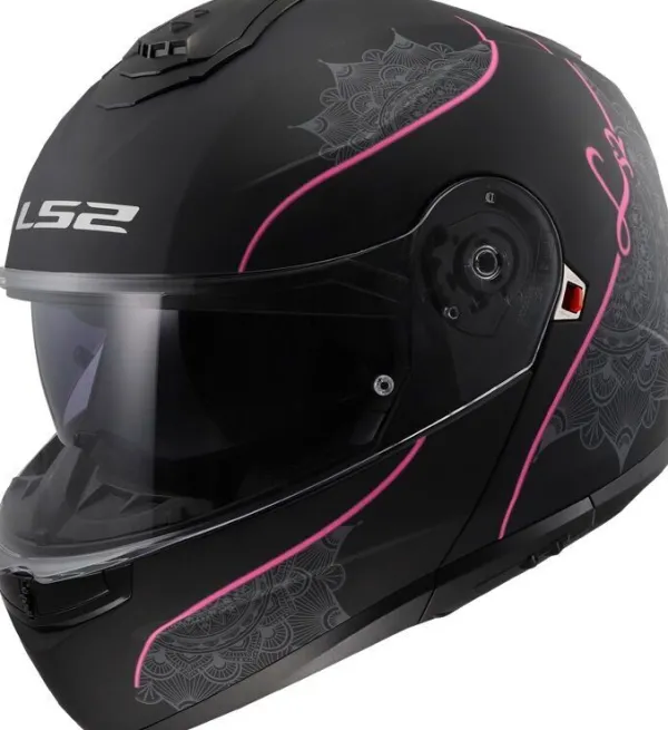 LS2 FF908 Strobe II Lux Mat Black Pink> Systeemhelmen|Helmen Met Zonnevizier