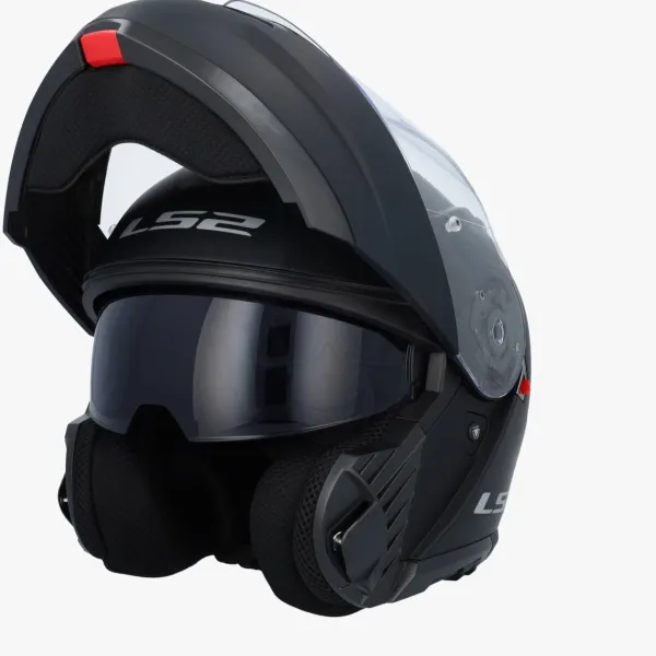 LS2 FF908 Strobe II Matt Black> Systeemhelmen|Helmen Met Zonnevizier