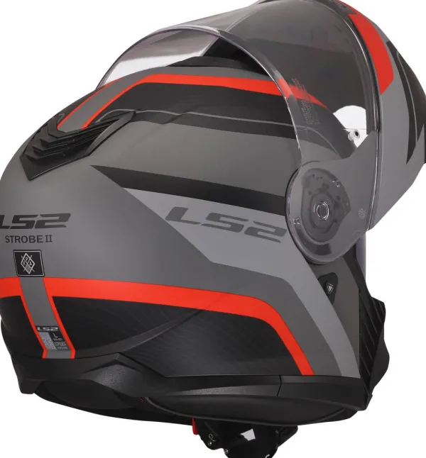 LS2 FF908 Strobe II Monza Black Grey Red-06> Systeemhelmen|Helmen Met Zonnevizier