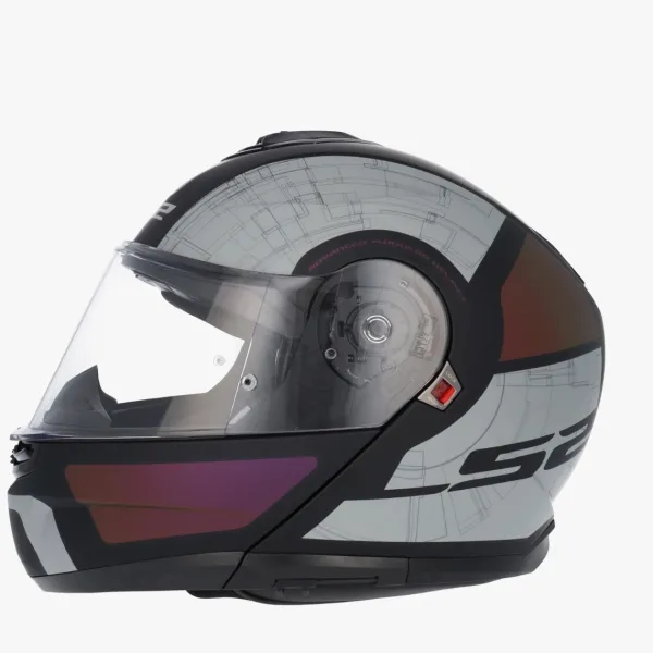 LS2 FF908 Strobe II Orion Mat Black Purple Blue> Systeemhelmen|Helmen Met Zonnevizier