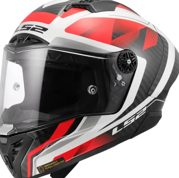 LS2 FF805 Thunder GP Aero Raute White Red> Integraalhelmen|Helmen Met Zonnevizier