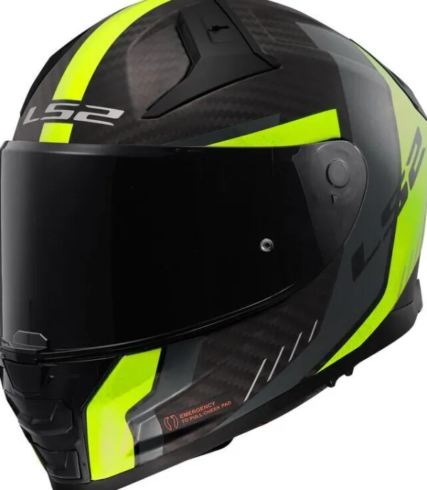 LS2 FF811 Vector II Carbon Grid Matt H-V Yellow> Integraalhelmen|Helmen Met Zonnevizier