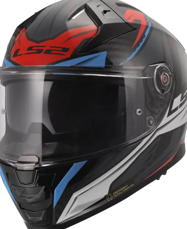 LS2 FF811 Vector II C Savage White Blue Red-06> Integraalhelmen|Helmen Met Zonnevizier