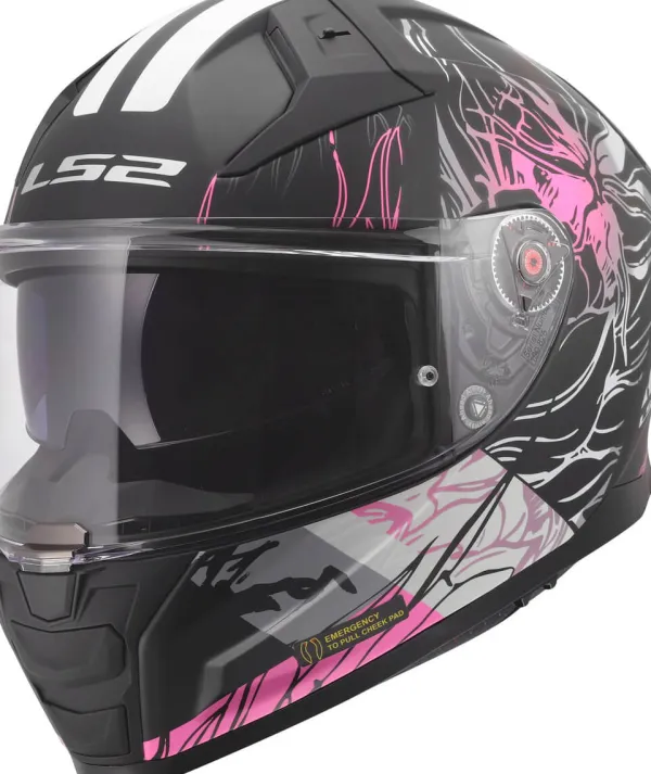 LS2 FF811 Vector II Darflo Black Pink-06> Integraalhelmen|Helmen Met Zonnevizier