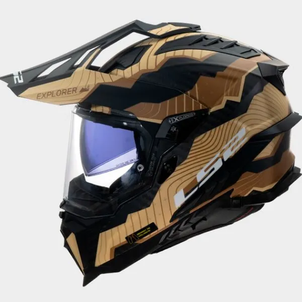 LS2 MX701 Explorer Carbon Trick Brown Sand> Adventure Helmen|Integraalhelmen