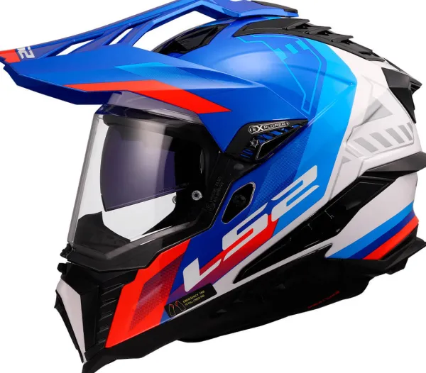 LS2 MX701 Explorer Hexa White Blue Red-06> Adventure Helmen|Helmen Met Zonnevizier