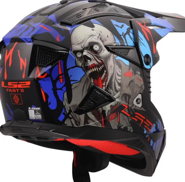 LS2 MX708 Fast II Zombie Ii Black Red Blue-06> Adventure Helmen|Crosshelmen