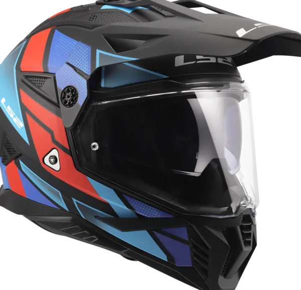 LS2 MX702 Pioneer II Block Black Red Blue-06> Adventure Helmen|Helmen Met Zonnevizier