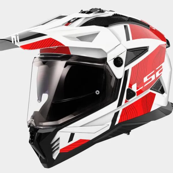 LS2 MX702 Pioneer II Hill White Red> Adventure Helmen|Integraalhelmen