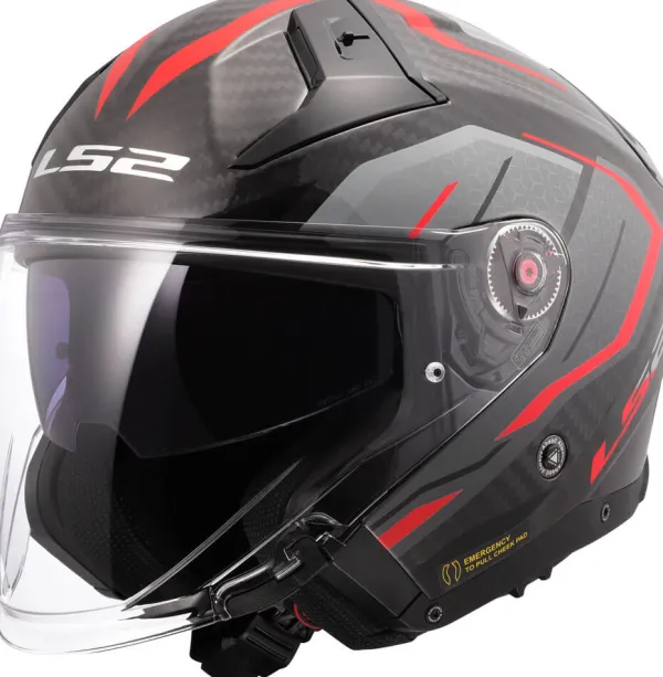 LS2 OF603 Infinity II Carbon Urus Red> Jethelmen|Helmen Met Zonnevizier