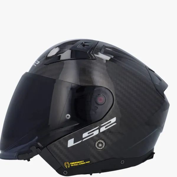 LS2 OF603 Infinity II Gloss Carbon> Jethelmen|Helmen Met Zonnevizier