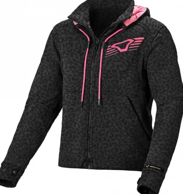 Macna District Ladies Motorjas Hoodie Black print> Motorjassen