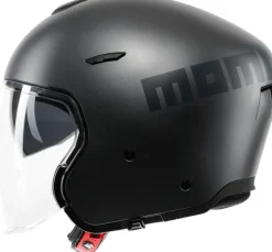 Momo AERO Mono Matt Titanium/Anthracite 002> Jethelmen|Helmen Met Zonnevizier