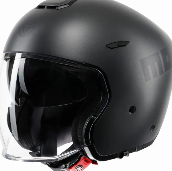 Momo AERO Mono Matt Titanium/Anthracite 002> Jethelmen|Helmen Met Zonnevizier
