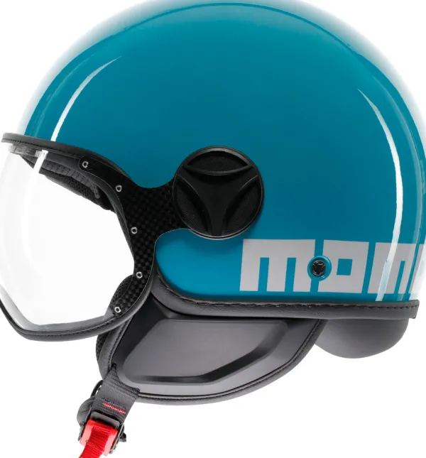 Momo FGTR Classic Candy Lake Blue/White 016> Jethelmen|Helmen Met Zonnevizier