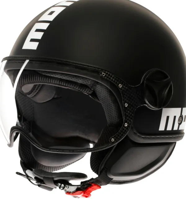 Momo FGTR Classic Mono Matt Black/White 001> Jethelmen|Helmen Met Zonnevizier