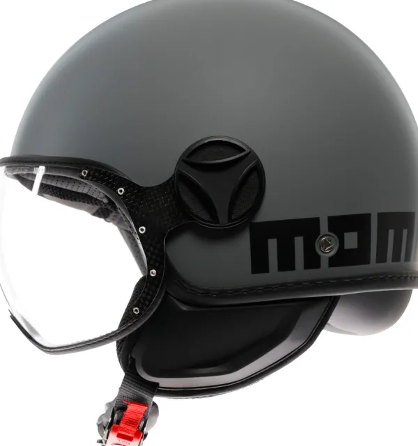 Momo FGTR Classic Mono Matt Grey/Black 002> Jethelmen|Helmen Met Zonnevizier