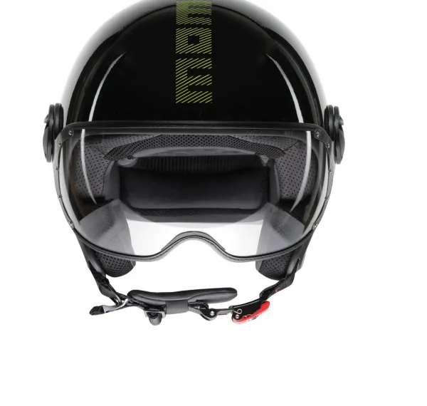 Momo FGTR Classic Stripes Black/Yellow Fluo 012> Jethelmen|Helmen Met Zonnevizier