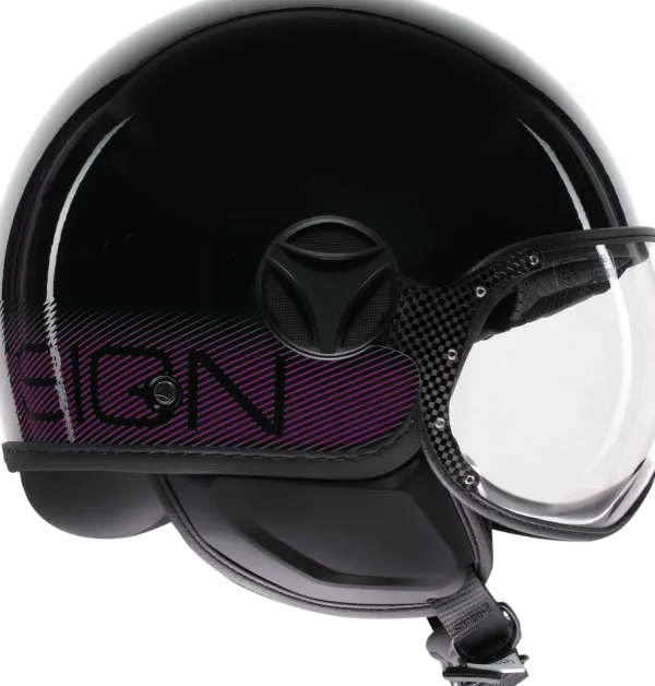 Momo FGTR Classic Stripes Black/Fucsia 011> Jethelmen|Helmen Met Zonnevizier