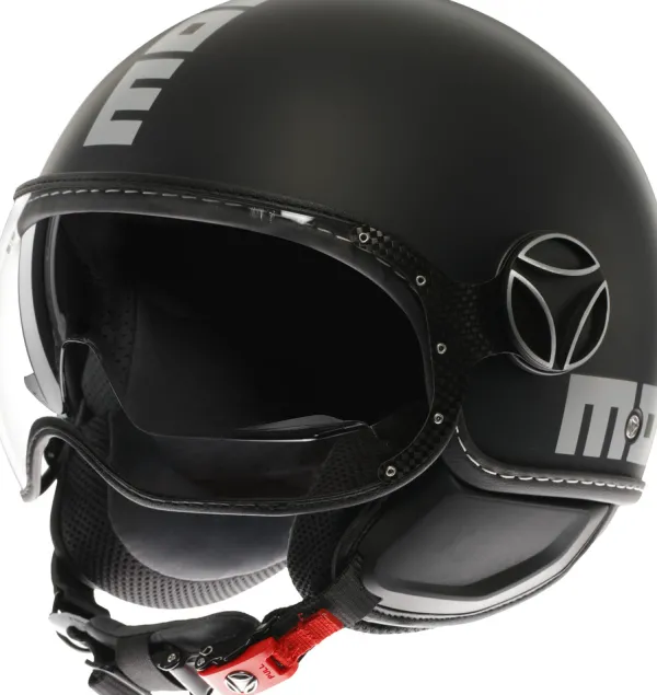 Momo FGTR Evo Mono Matt Black/Silver 001> Jethelmen|Helmen Met Zonnevizier
