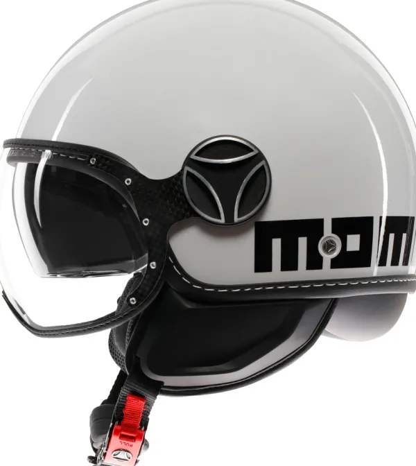 Momo FGTR Evo Mono White Quarz/Black 006> Jethelmen|Helmen Met Zonnevizier