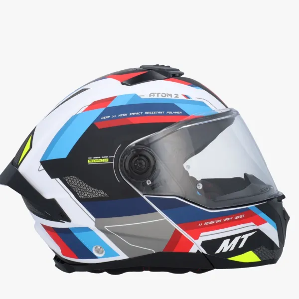 MT Atom 2 SV Bast Mat Blauw/Rood> Systeemhelmen|Helmen Met Zonnevizier