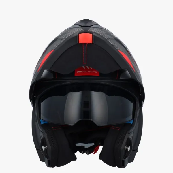 MT Atom 2 SV Bast Mat Zwart/Rood> Systeemhelmen|Helmen Met Zonnevizier
