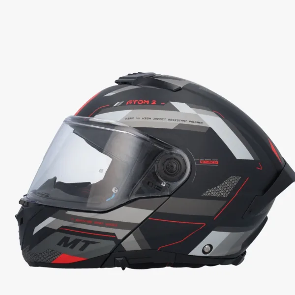 MT Atom 2 SV Bast Mat Zwart/Rood> Systeemhelmen|Helmen Met Zonnevizier