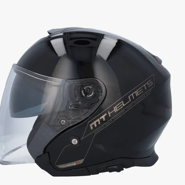 MT Jet Thunder 3 SV Gloss Black> Jethelmen|Helmen Met Zonnevizier