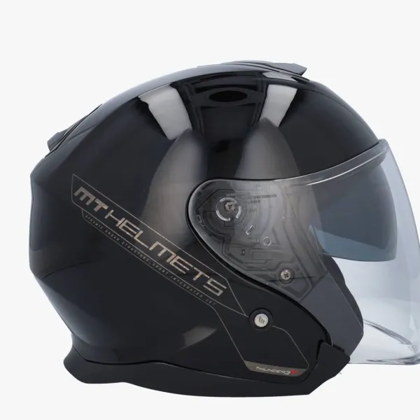 MT Jet Thunder 3 SV Gloss Black> Jethelmen|Helmen Met Zonnevizier