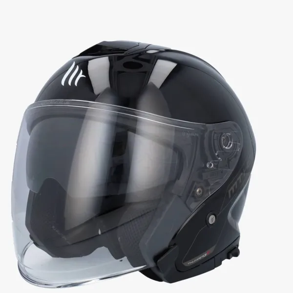 MT Jet Thunder 3 SV Gloss Black> Jethelmen|Helmen Met Zonnevizier
