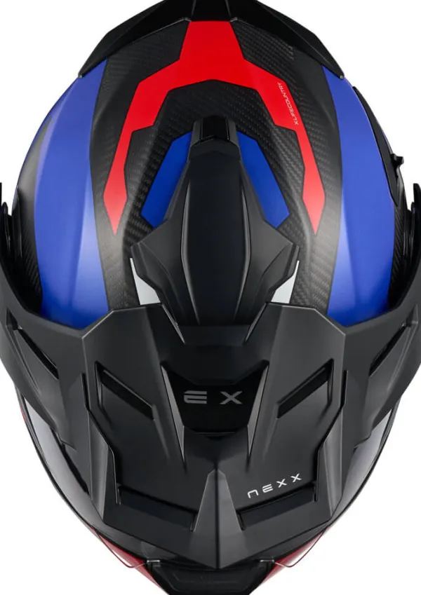 NEXX X.LIFECOUNTRY Terra Matt Blue/Red> Adventure Helmen|Systeemhelmen