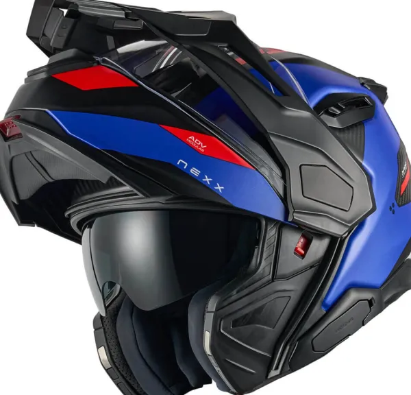 NEXX X.LIFECOUNTRY Terra Matt Blue/Red> Adventure Helmen|Systeemhelmen